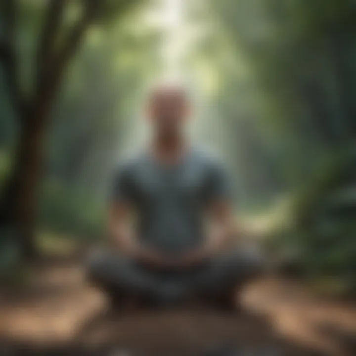 A tranquil scene depicting mindfulness and self-awareness
