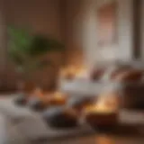 A serene space for meditation with cushions and candles