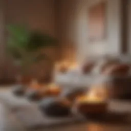 A serene space for meditation with cushions and candles