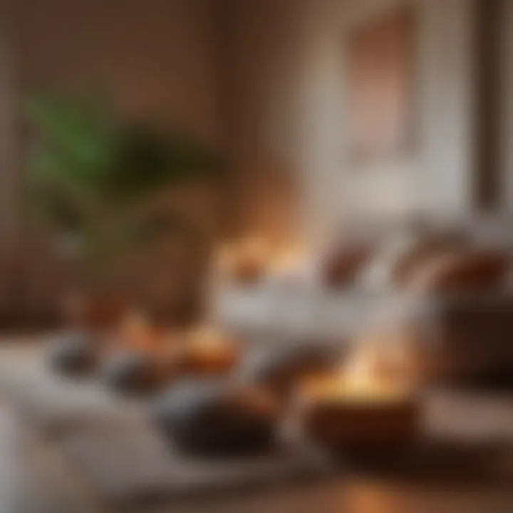 A serene space for meditation with cushions and candles