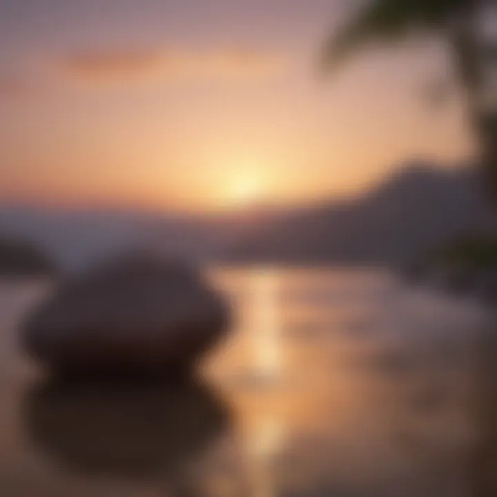 A calming landscape with a sunset, symbolizing tranquility.