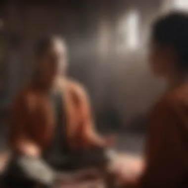 Guidance from a Master Close-up of a meditation instructor guiding a session