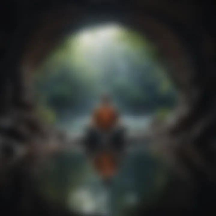 A person meditating in a tranquil environment
