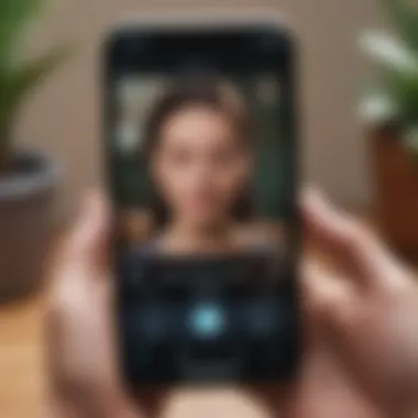 Meditation App Interface Highlighting Features Close-up of a smartphone displaying a meditation app interface