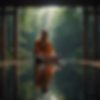 A person meditating in a tranquil environment