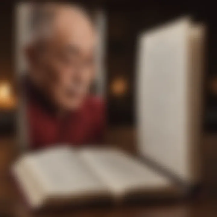 An open book with quotes from the Dalai Lama