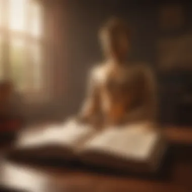 Illuminating Wisdom: Buddha's Teachings An open book with Buddhist teachings illuminated by sunlight