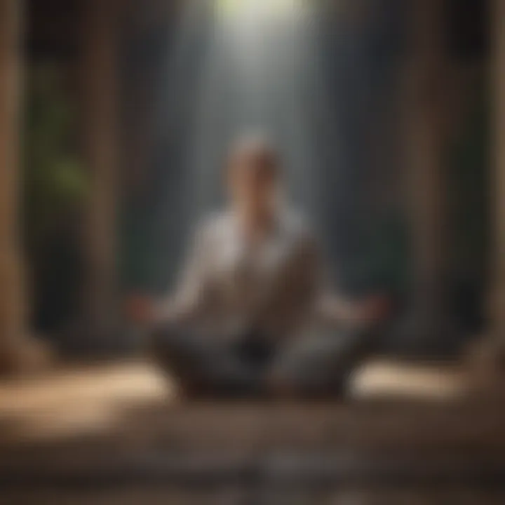 A peaceful person sitting cross-legged in meditation