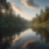 Serene landscape with a peaceful lake reflecting the sky