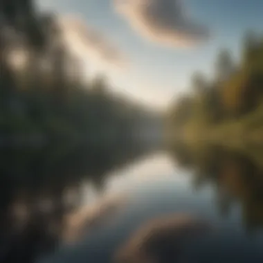 Embracing Tranquility in Nature Serene landscape with a peaceful lake reflecting the sky