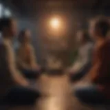 Gathering of thoughtful individuals discussing ideas