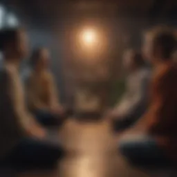 Gathering of thoughtful individuals discussing ideas