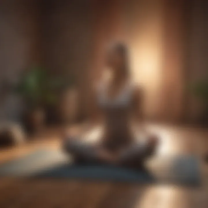 An individual practicing meditation on a comfortable mat, radiating calmness.