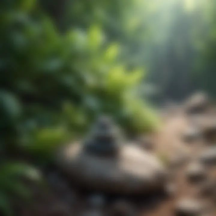 A close-up of natural elements like stones and plants promoting relaxation.