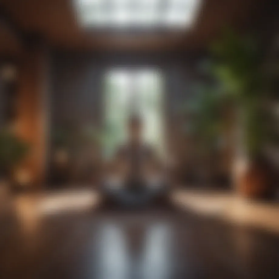 A serene meditation space enhanced by technology