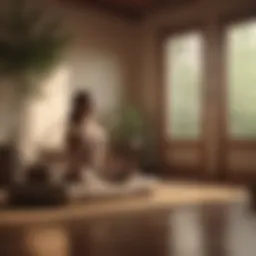 A serene meditation space with soft lighting and calming decorations
