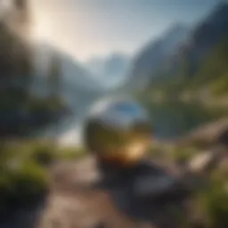 Serene landscape with mountains in the background