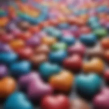A colorful array of hearts representing self-acceptance