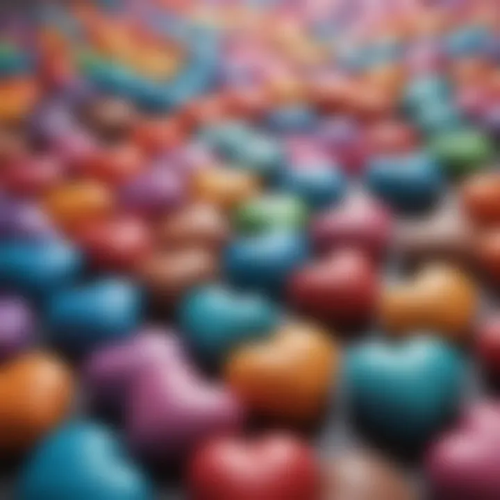 A colorful array of hearts representing self-acceptance