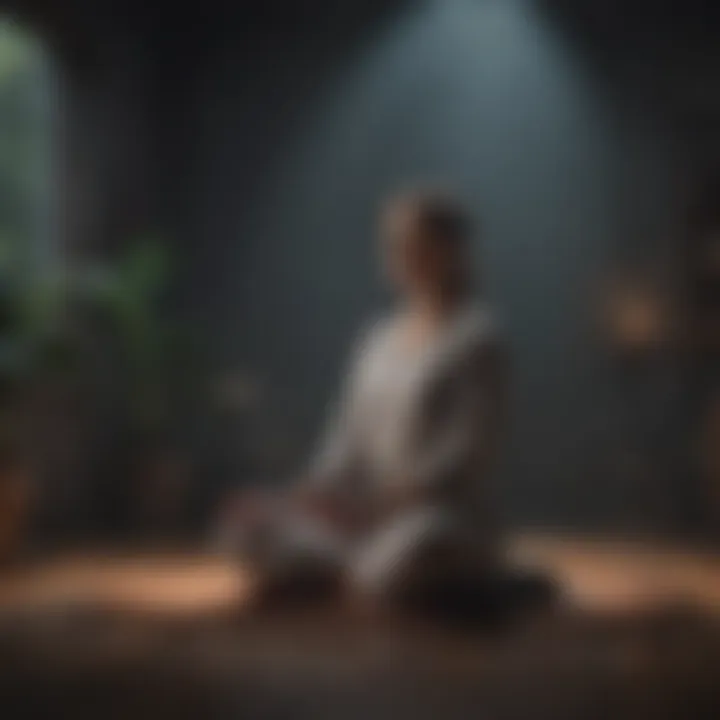 A calming meditation space with soft lighting