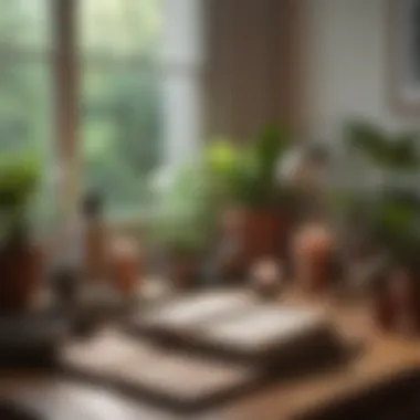 Creating Space for Self-Love Rituals A calm workspace with journals and plants, symbolizing daily practices
