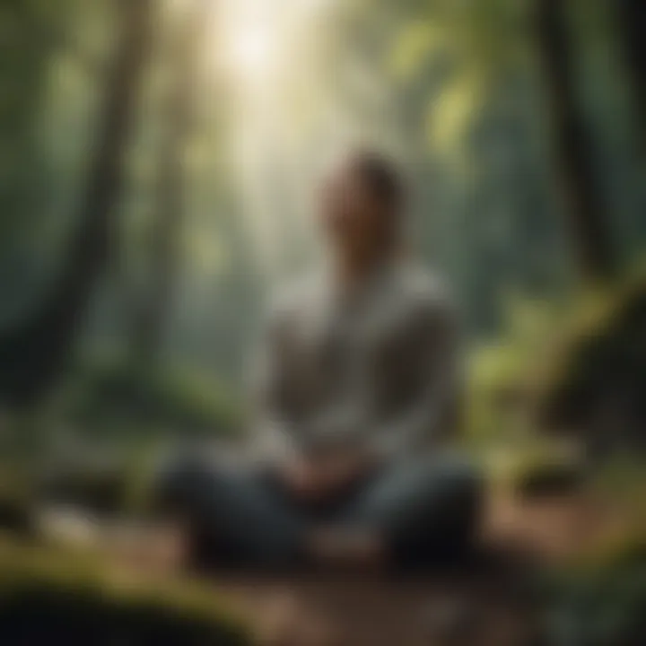 Individual practicing mindfulness through meditation in nature