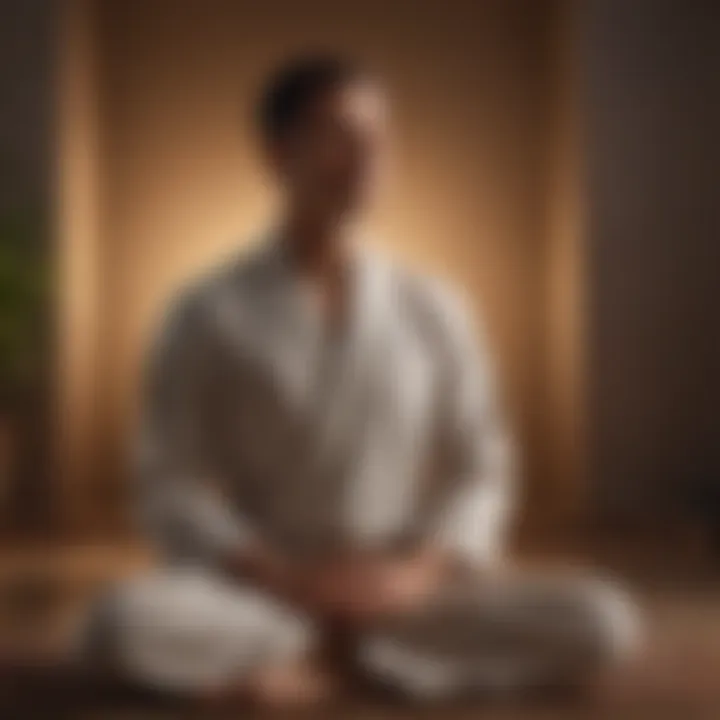 A person meditating in tranquility