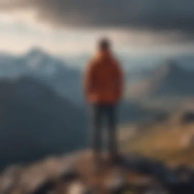 A person standing confidently on a mountain peak