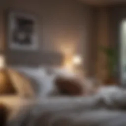 A serene bedroom setting with soft lighting