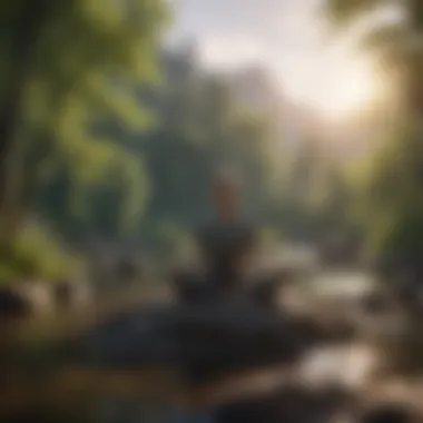 A peaceful meditative scene with nature and tranquility
