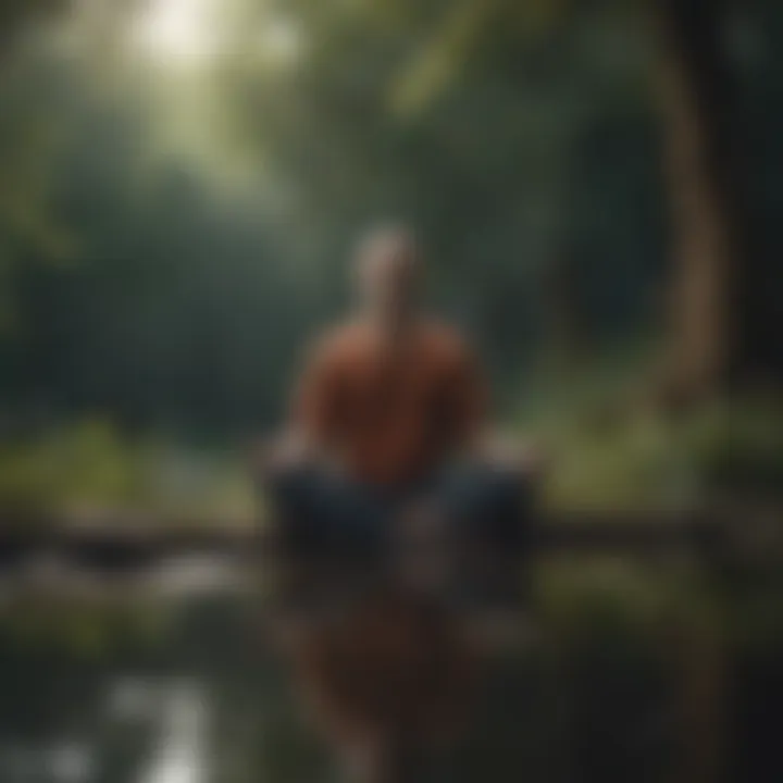 A person meditating in a tranquil environment