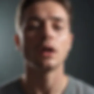 Close-up of a breathing technique being demonstrated