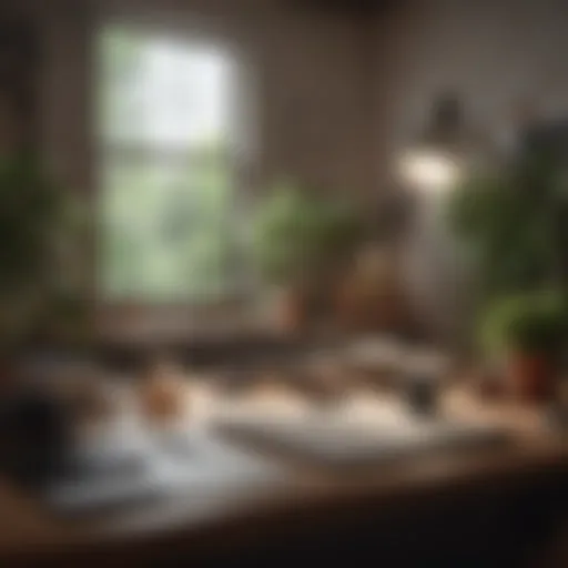 A serene workspace with calming elements