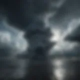 Visual representation of intrusive thoughts manifesting as dark clouds in a clear sky