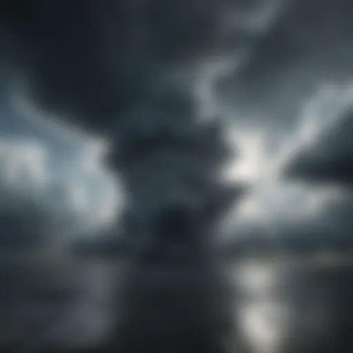 Visual representation of intrusive thoughts manifesting as dark clouds in a clear sky