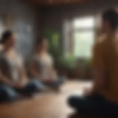 Focused team during a meditation session
