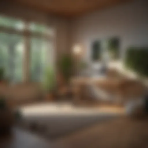 Tranquil workspace with meditation space