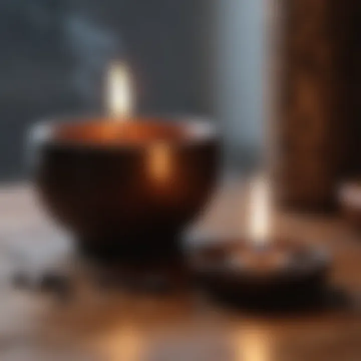 Candle and incense creating a calming atmosphere