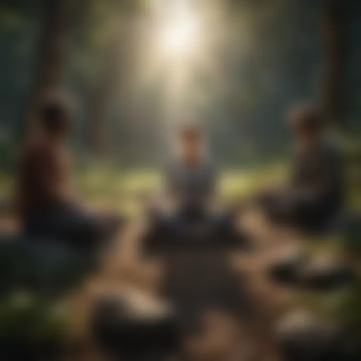 A group meditation session in nature