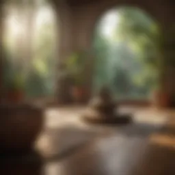 A serene meditation space with natural light