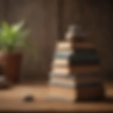 Resources for Mindfulness and Growth Books on mindfulness and personal growth stacked on a wooden table