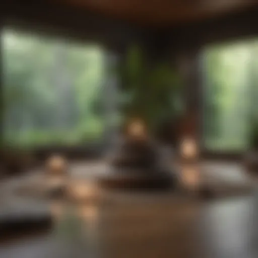 Serene meditation space with natural elements