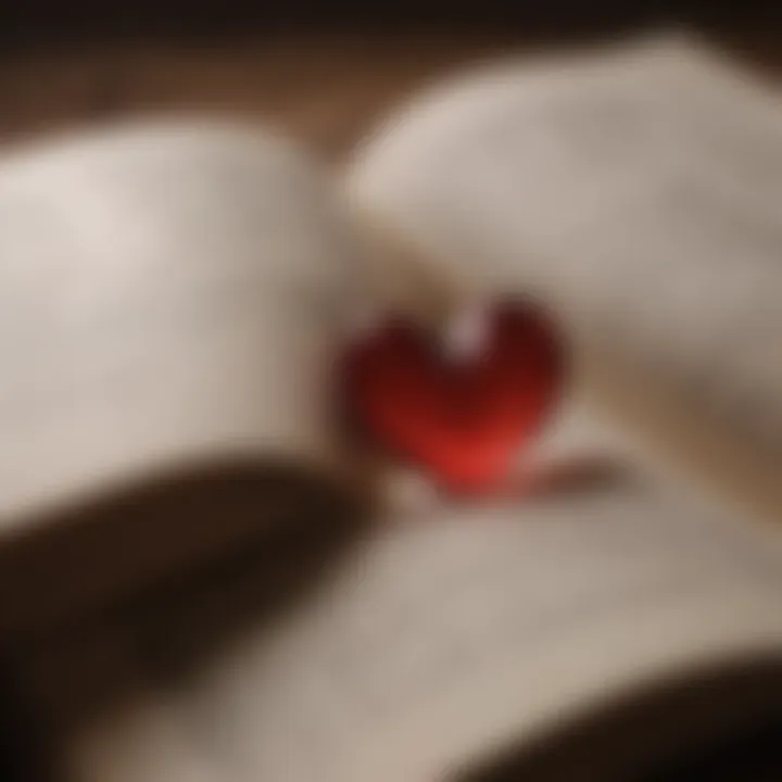 An open book with a heart drawn in the pages, reflecting depth