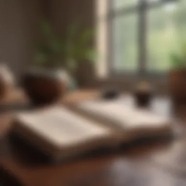 A journal open with notes on mindfulness practices and techniques