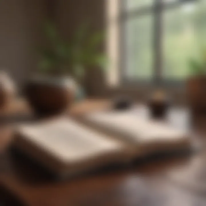 A journal open with notes on mindfulness practices and techniques