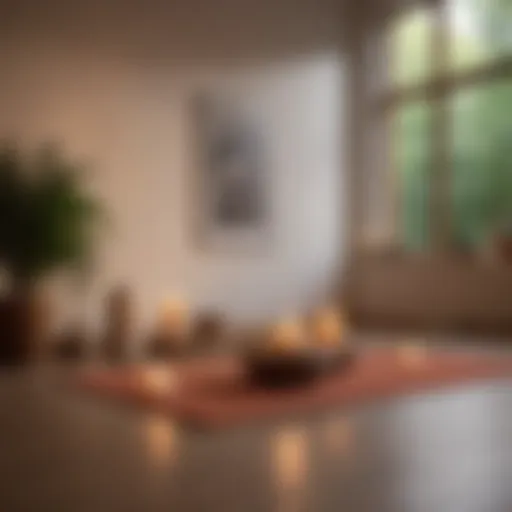 A serene yoga space with candles and mats set for practice