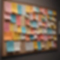 A colorful collection of kindness notes displayed on a bulletin board