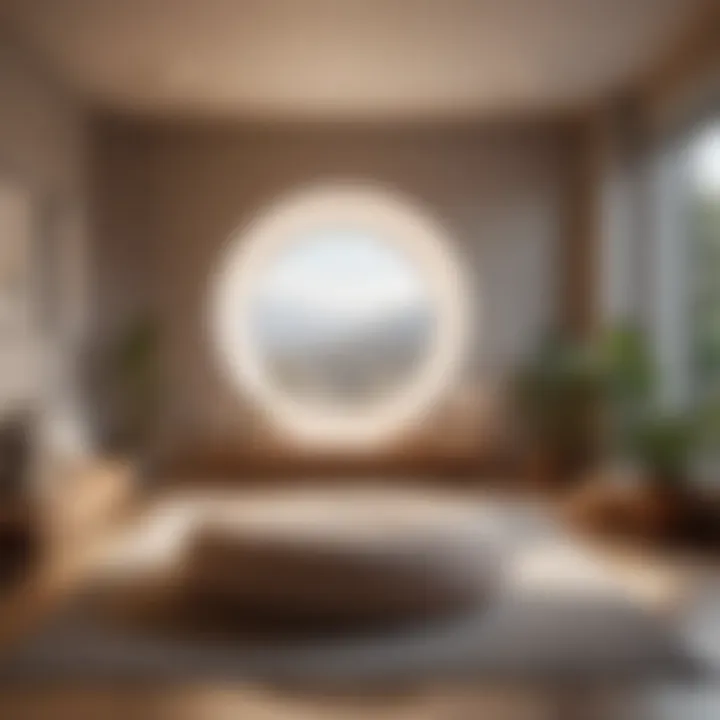 A tranquil meditation space with soft lighting and cushions, illustrating mindfulness practices for self-acceptance.