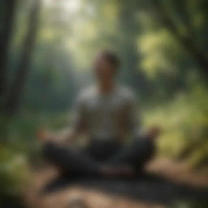 A person meditating in nature, embodying present moment awareness