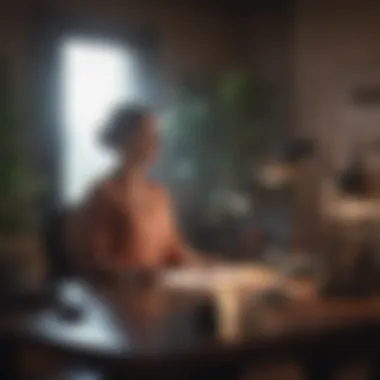 A focused individual practicing mindfulness at their desk